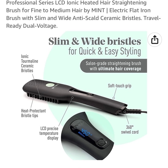 MINT LCD Professional series Ionic Hair Straightener for fine to medium hair - Picture 5 of 15
